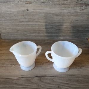 Macbeth-Evans American Sweetheart Milkglass Sugar and Creamer Set